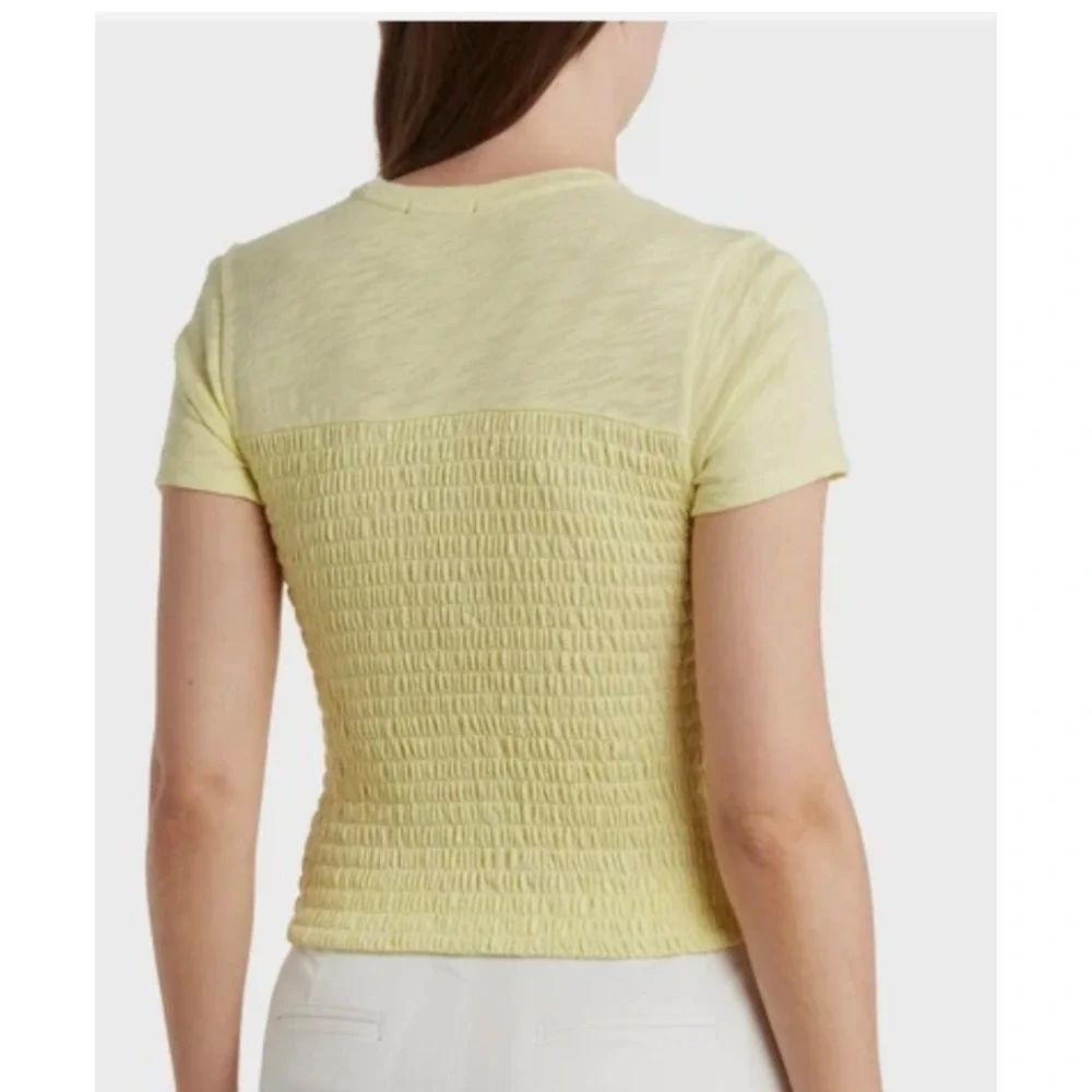 ATM Anthony Thomas Melillo Tee Women Large‎ Yellow Smocked Slub Cotton